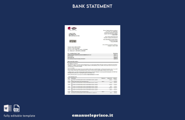 modello word di estratto conto bancario USA del primo secolo in stile verificato